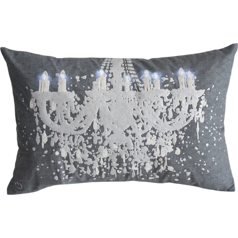 13" X 20" Grey And White Abstract Zippered Polyester Throw Pillow