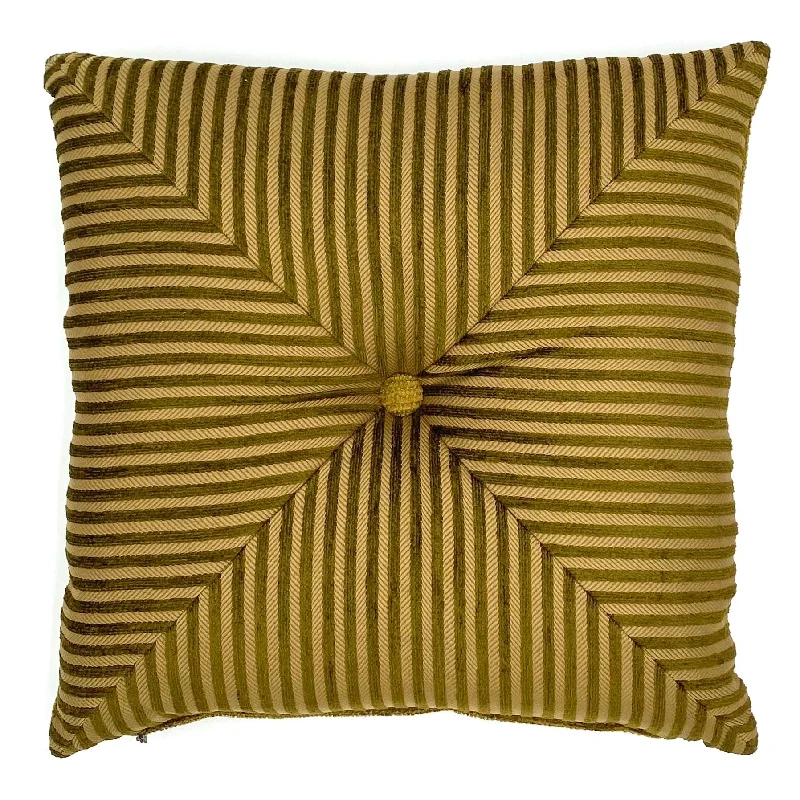 Green Retro Mitered Button-Tufted Throw Pillow 16x16