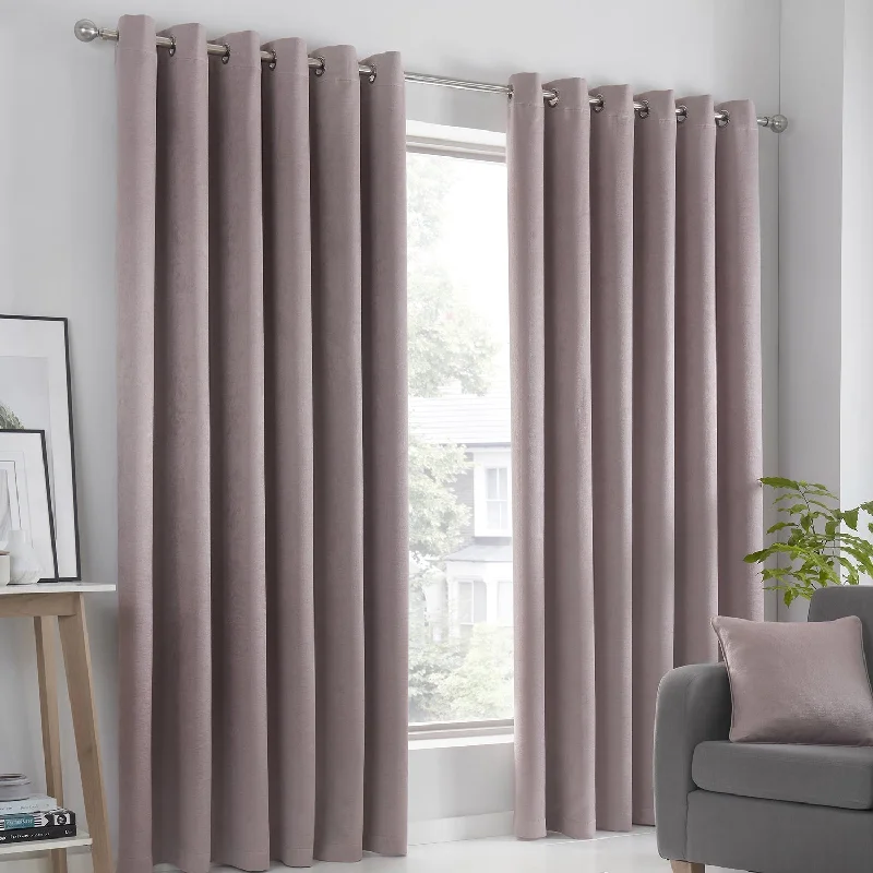 Strata Pink Dim Out Eyelet Curtains