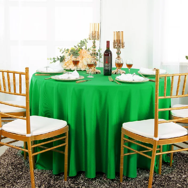 120" Seamless Round Polyester (220 GSM) Tablecloth - Emerald Green (1pc)