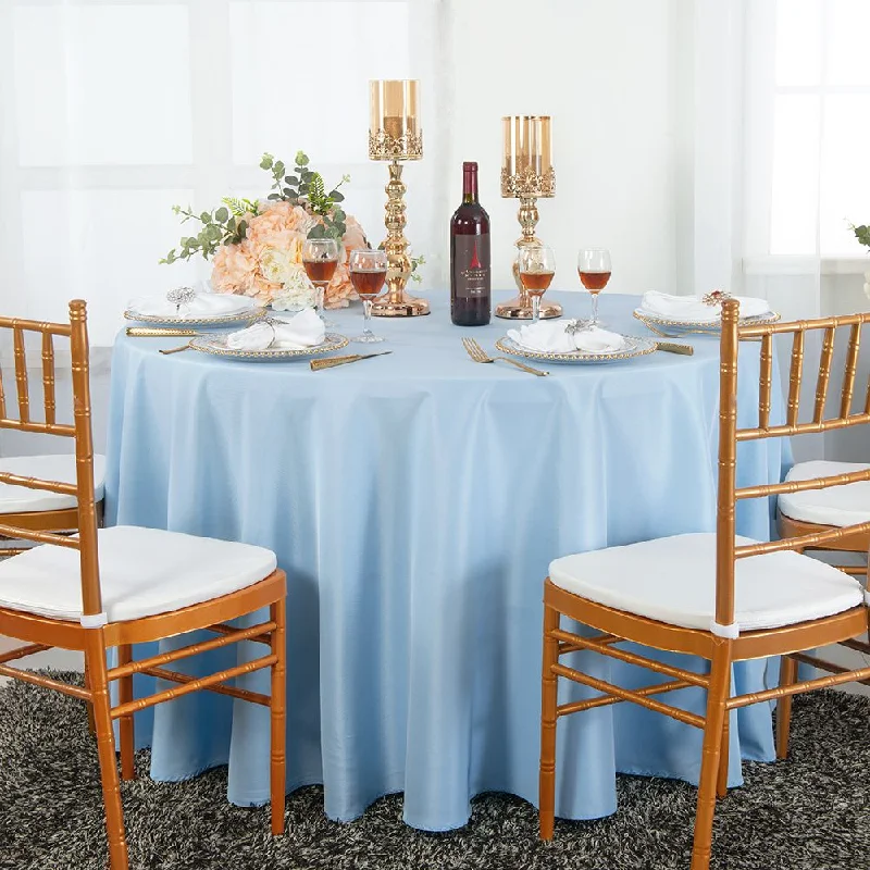 120" Seamless Round Polyester (220 GSM) Tablecloth - Baby Blue (1pc)