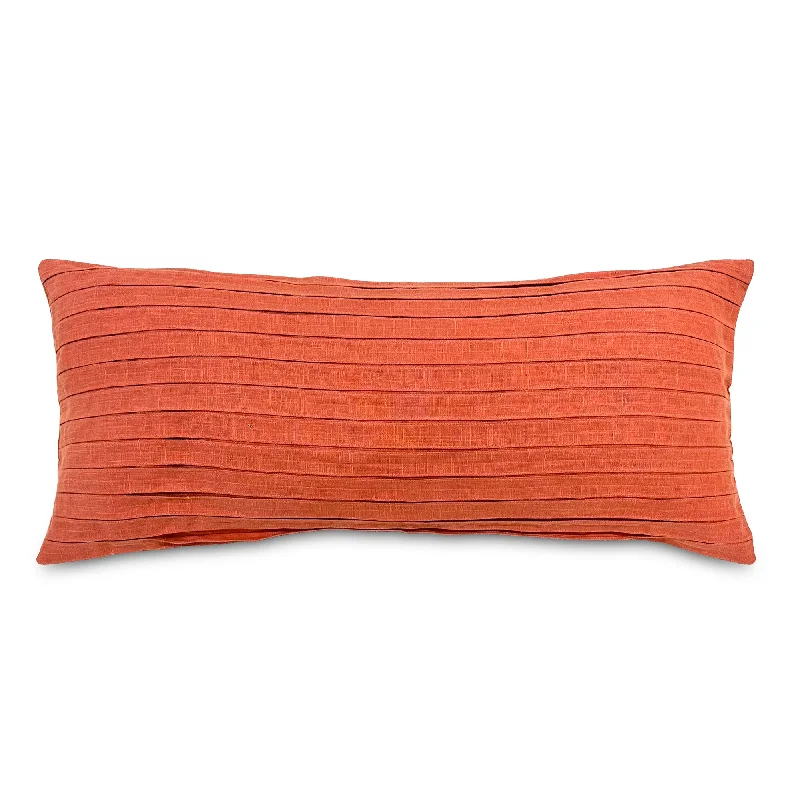 Orange Modern Pleated Lumbar Pillow Cover 13x30