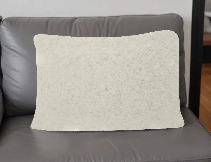 White Knubby Plush Lumbar Throw Pillow