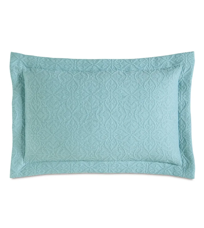 Aqua Matelassé Boudoir Pillow Cover 12x18