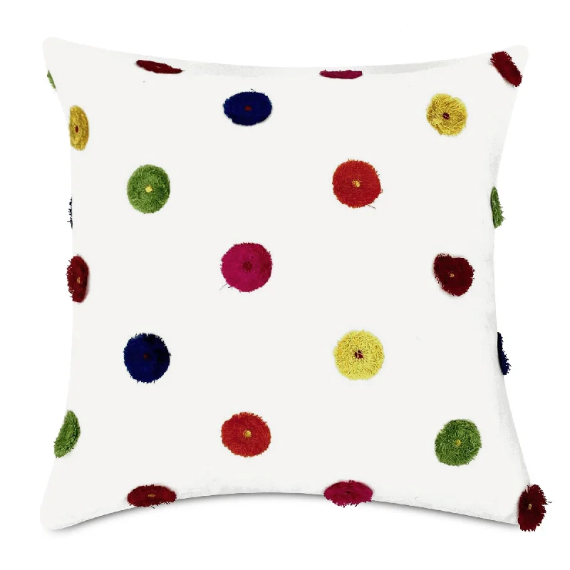 White Floral Polka Dot Throw Pillow Cover 18x18