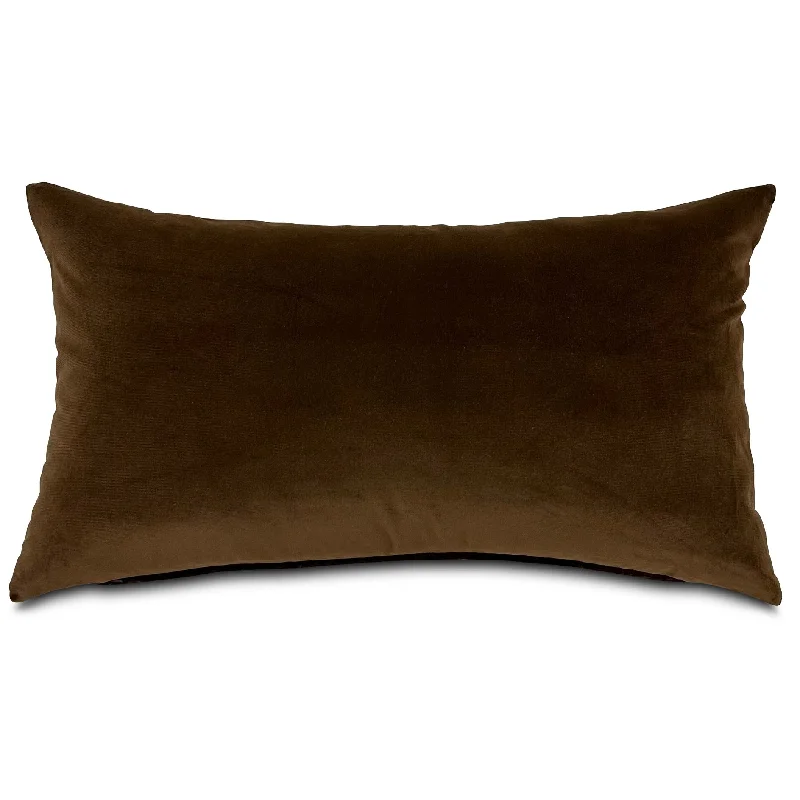 Mocha Solid Velvet Lumbar Pillow Cover 15x26