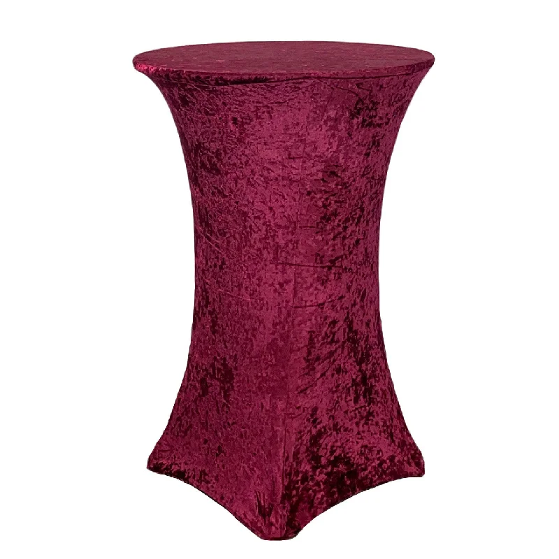 Velvet Spandex 30 Inch Highboy Cocktail Round Table Cover Burgundy