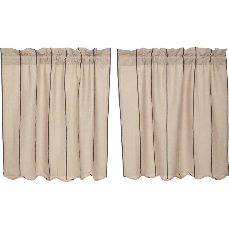 Farmhouse Kitchen Curtains VHC Charlotte Tier Pair Rod Pocket Cotton Linen Blend