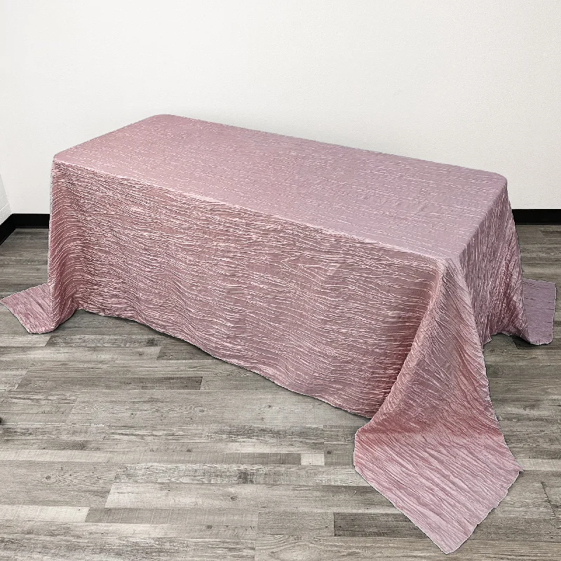 90 x 132 Inch Rectangular Crinkle Taffeta Tablecloth Dusty Rose