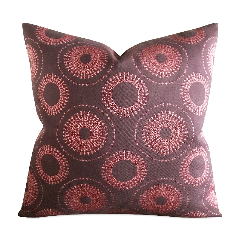 Moorish Purple Boho Circular Geometric Throw Pillow Cover 22x22