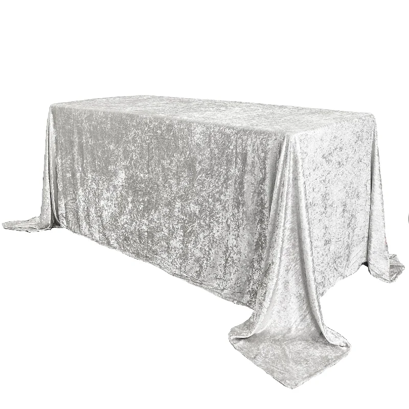 90 x 156 Inch Rectangular Crushed Velvet Tablecloth White