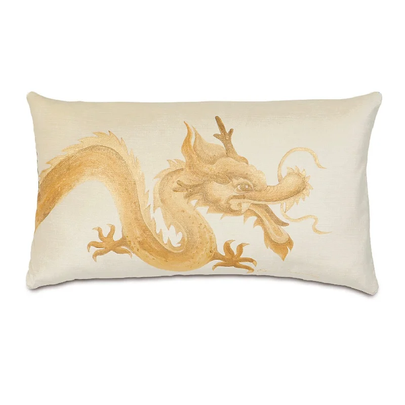 Traditional Dragon Gold Pillow Cover 13x22