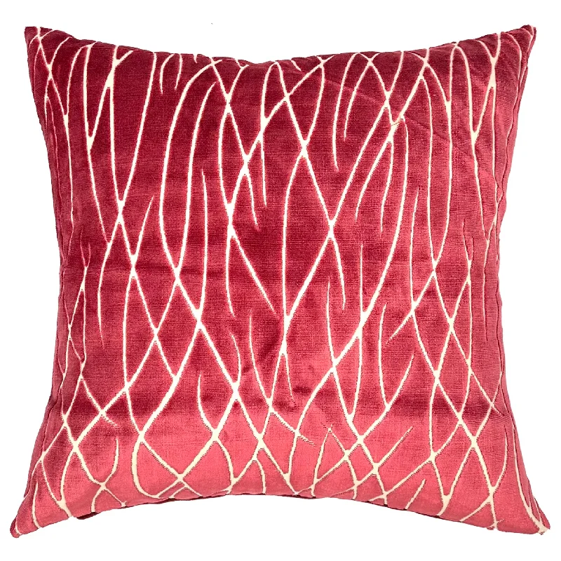 Maroon Abstract Velvet Throw Pillow Cover 20x20