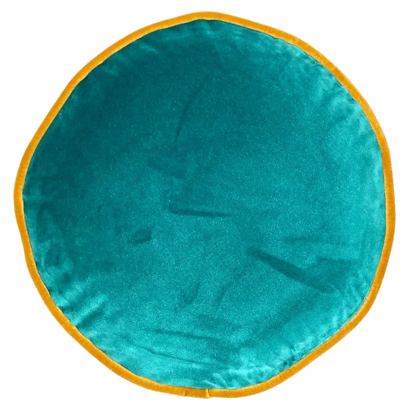 Uma Peacock Solid Velvet Round Pillow Cover 14Dx2