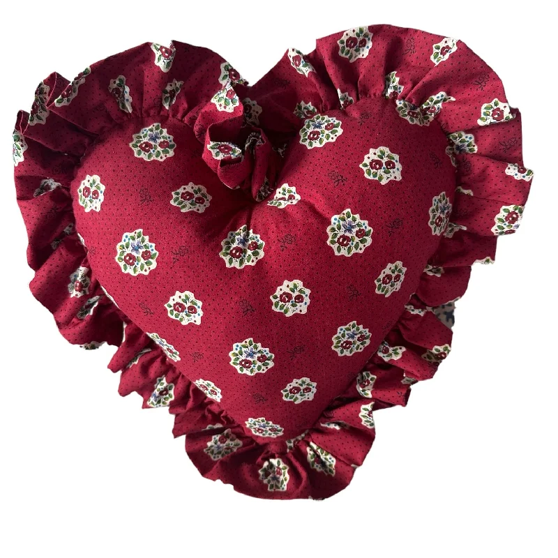 Heart Ruffle Pillow - Vintage Pierre Deux Red