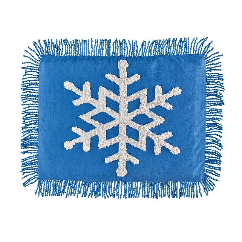 Snowflake Patch Textured Seasonal Blue Pillow Sham