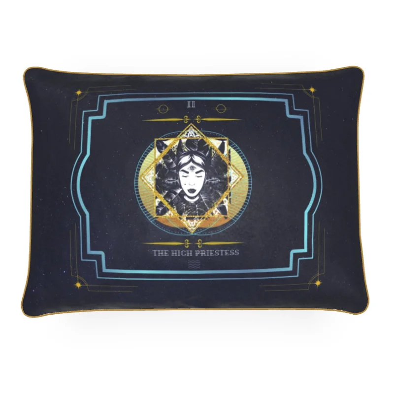 Major Arcana Tarot Card Luxurious Velvet Cushion - The High Priestess