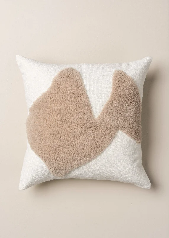 Abstract Square Cushion - Ecru