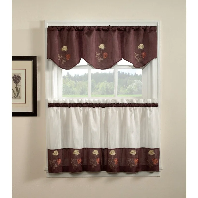 Rose 3-piece Curtain Tier and Valance Set