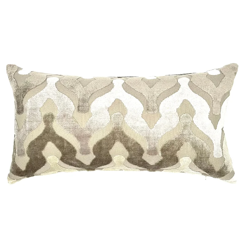 Ivory Wishbone Waves Lumbar Pillow Cover 11x21