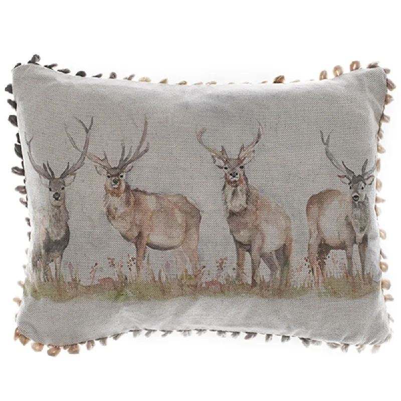 Moorland Stag Printed Cushion Natural