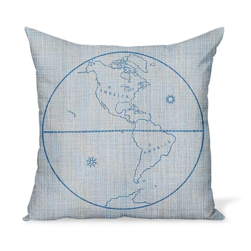 Peter Dunham Textiles Globe in Mist/Blue Pillow