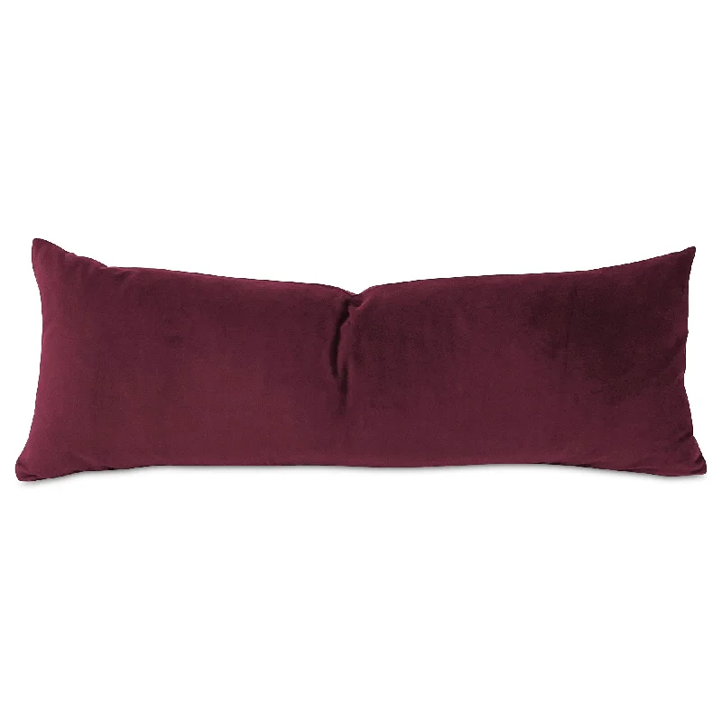 Velvet Extra Long Lumbar Pillow Cover 13x36 in Burgundy