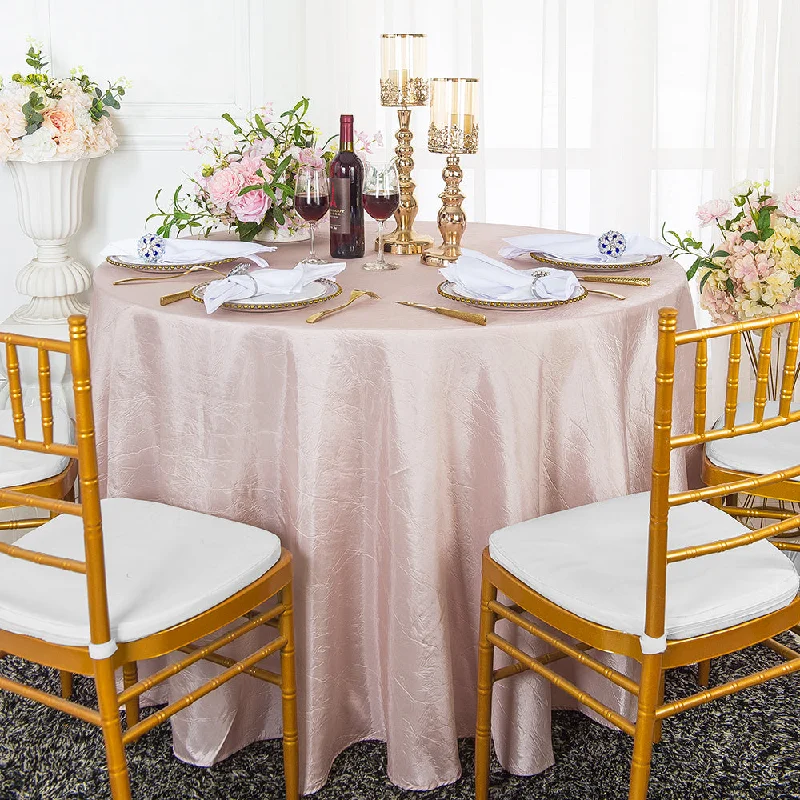 90" Seamless Round Crushed Taffeta Tablecloth - Blush Pink/Rose Gold (1pc)