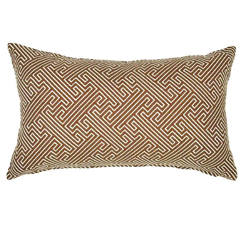 Brown/Beige Contemporary Geometric Lumbar Pillow Cover 12x20