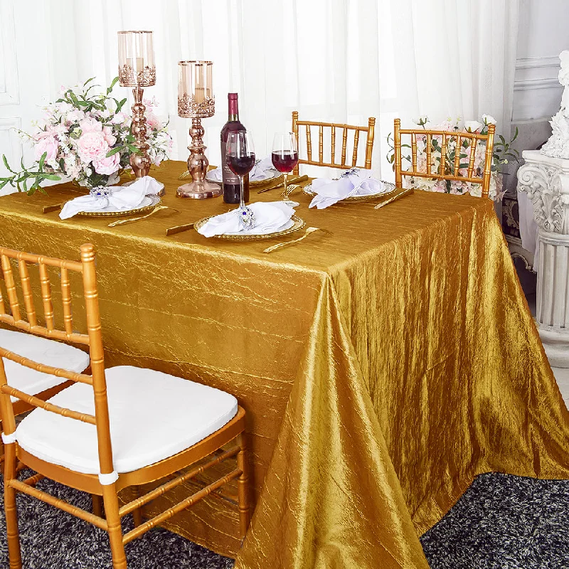 90"x132" Seamless Rectangular Crushed Taffeta Tablecloth - Gold (1pc)