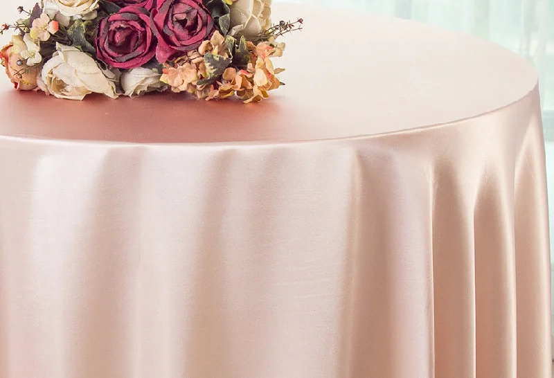 108" Seamless Round Satin Tablecloth - Blush Pink/Rose Gold (1pc)