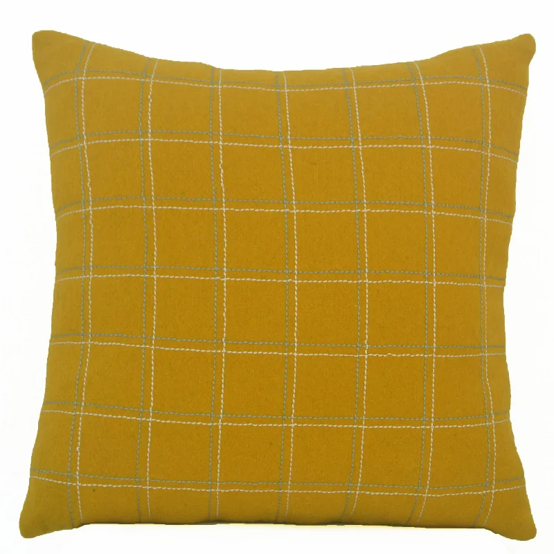 Decorative Throw Pillow Cover In Mustard Yellow Wool Felt, Geometric Pillow Case