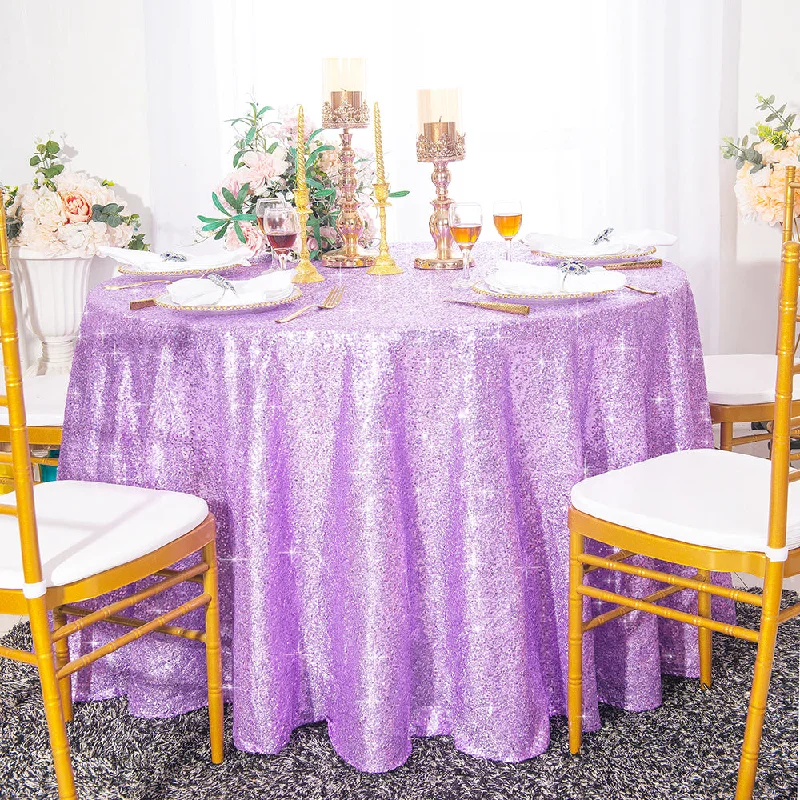 120" Seamless Round Sequin Taffeta Tablecloth - Lavender (1pc)