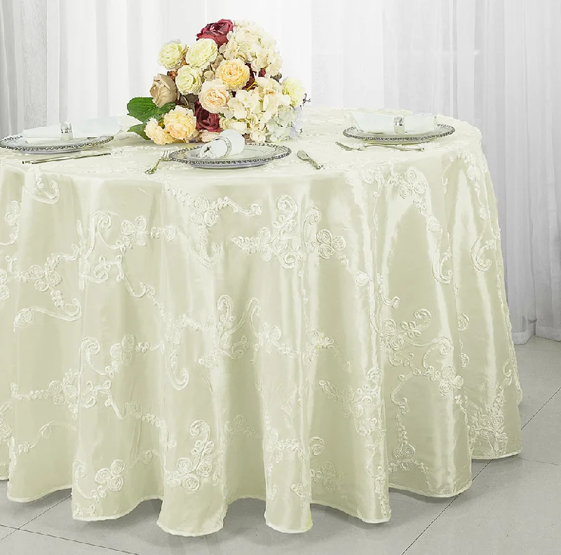 120" Seamless Round Ribbon Taffeta Tablecloth - Ivory (1pc)