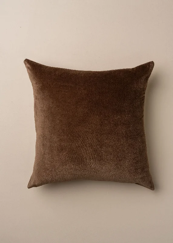 Linen/Velvet Cushion | Chocolate