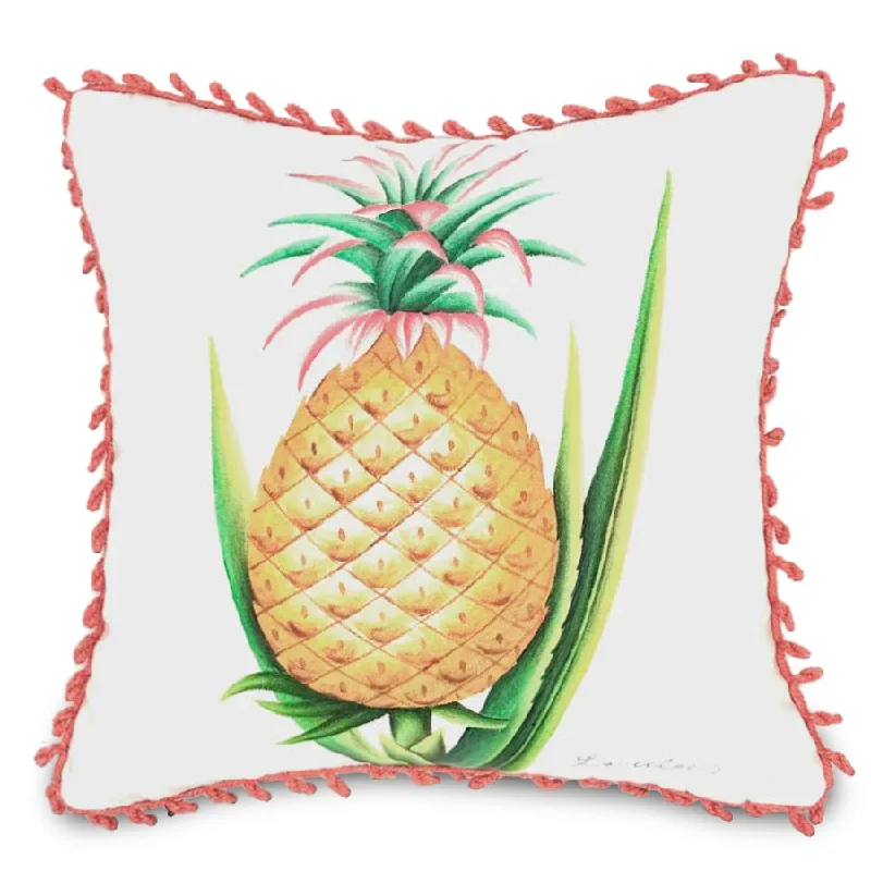 White Tropical Hand Painted Throw Pillow Cover 16x16"