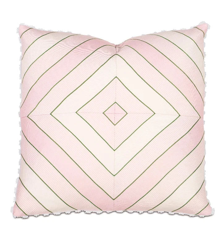 Budding Spring Pink Mitered Throw Pillow Cover 20x20