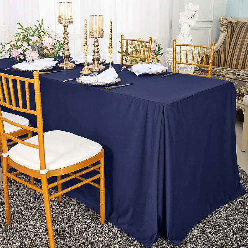 8 Ft Rectangular Scuba (Wrinkle-Free) (240 GSM) Fitted Table Cover - Navy Blue (1pc)