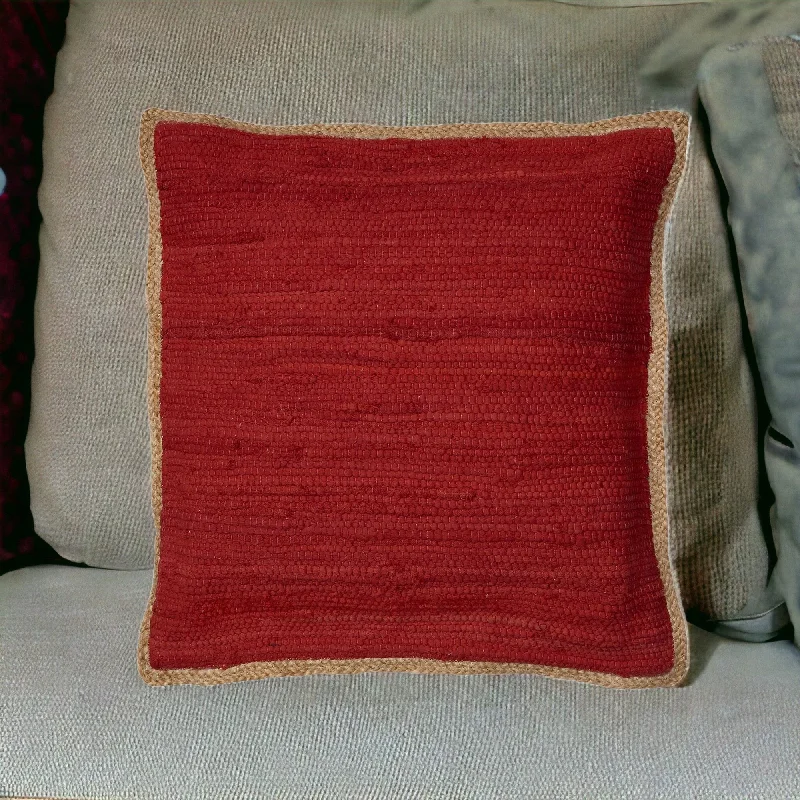 20" x 20" Red 100% Cotton Zippered Pillow