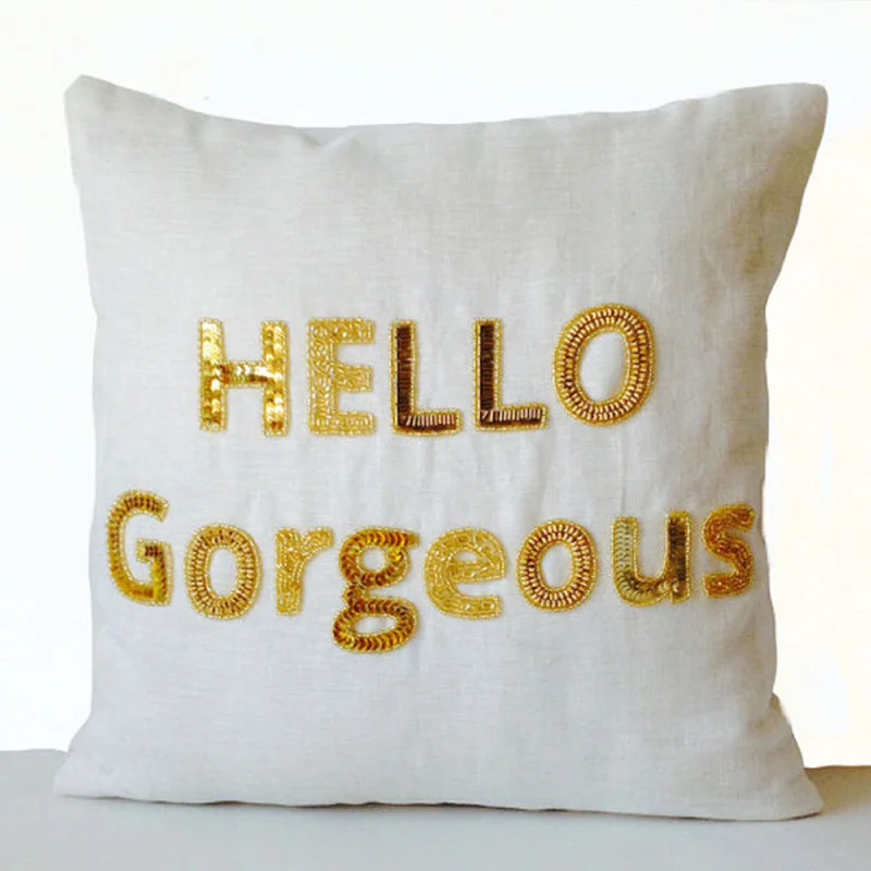 Ivory Hello Gorgeous Throw Pillow