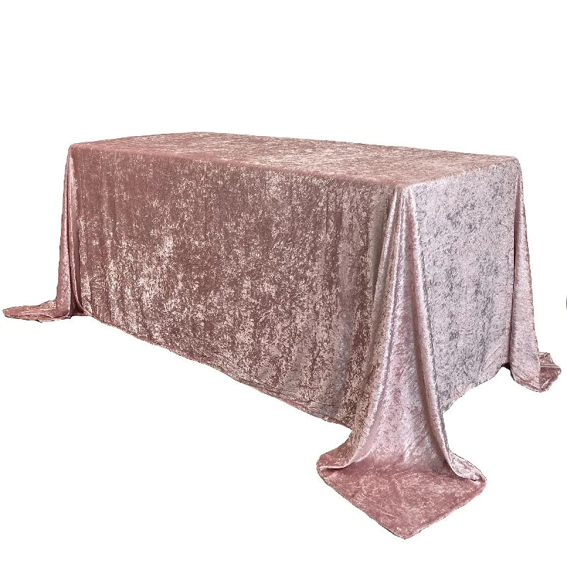 90 x 156 Inch Rectangular Crushed Velvet Tablecloth Blush