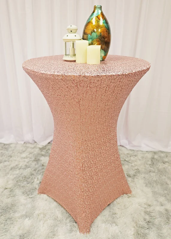 36"x42" Cocktail Sequin Spandex Table Cover - Blush Pink/Rose Gold (1pc)