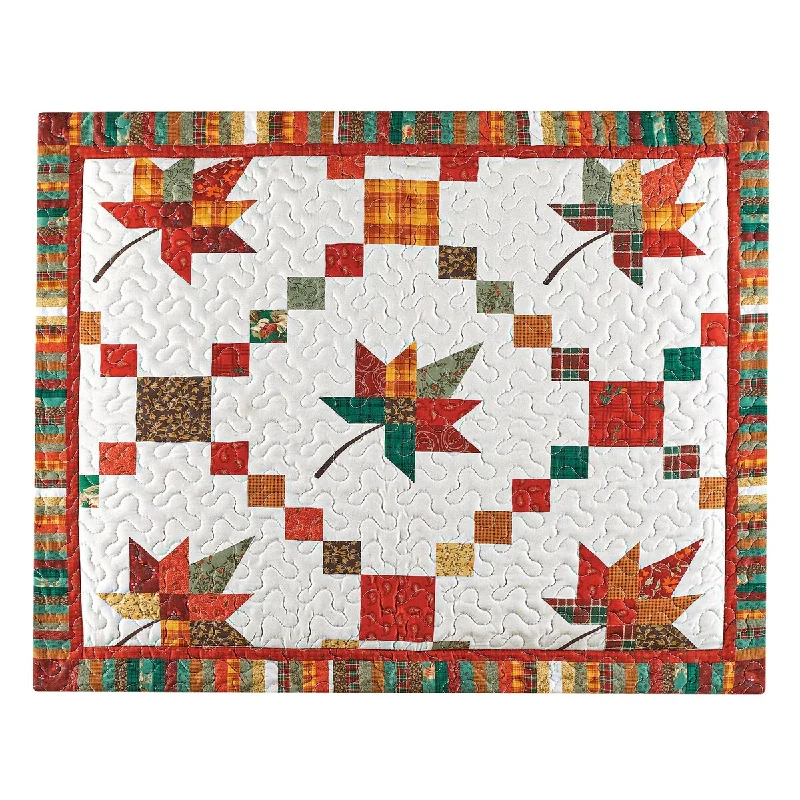 Autumn Leaf Patchwork & Diamond Patch Border Pillow Sham