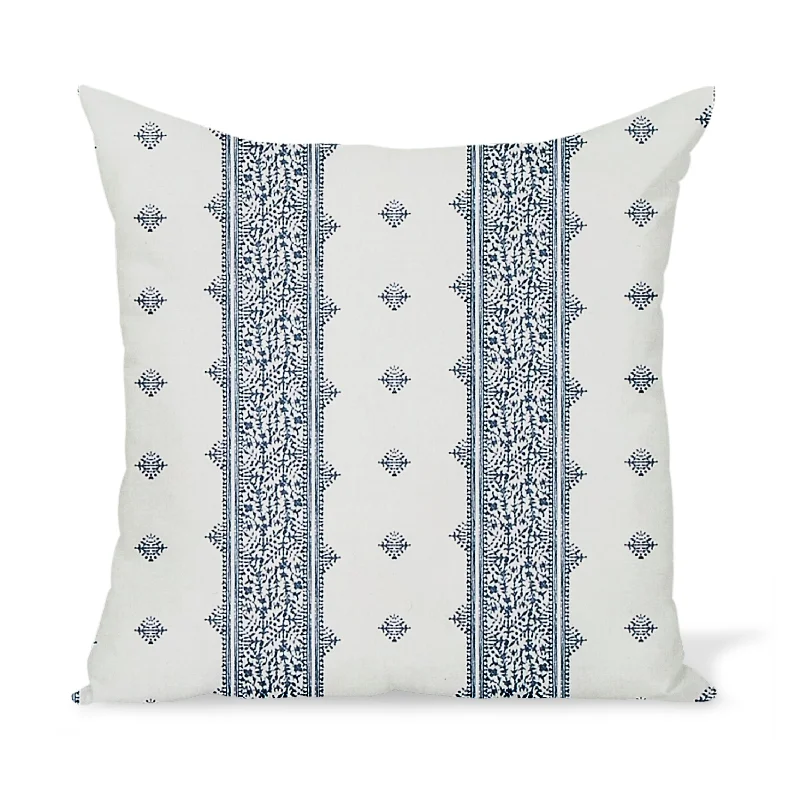 Peter Dunham Textiles Outdoor Fez in Blue on White Pillow