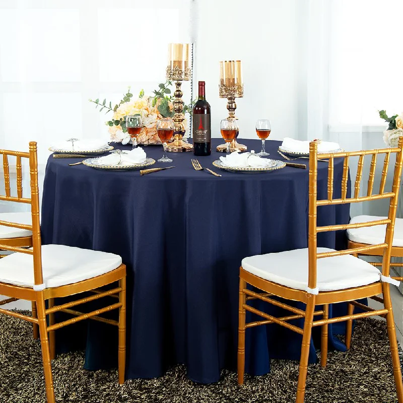 120" Seamless Round Polyester (220 GSM) Tablecloth - Navy Blue (1pc)