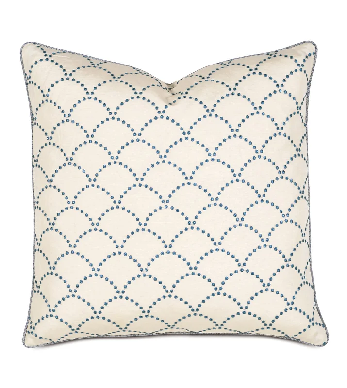 Brooklyn Lapis Scalloped Throw Pillow Cover 22x22