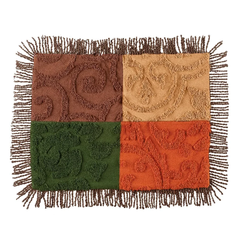 Elegant Chenille Patchwork Fringe Trim Pillow Sham