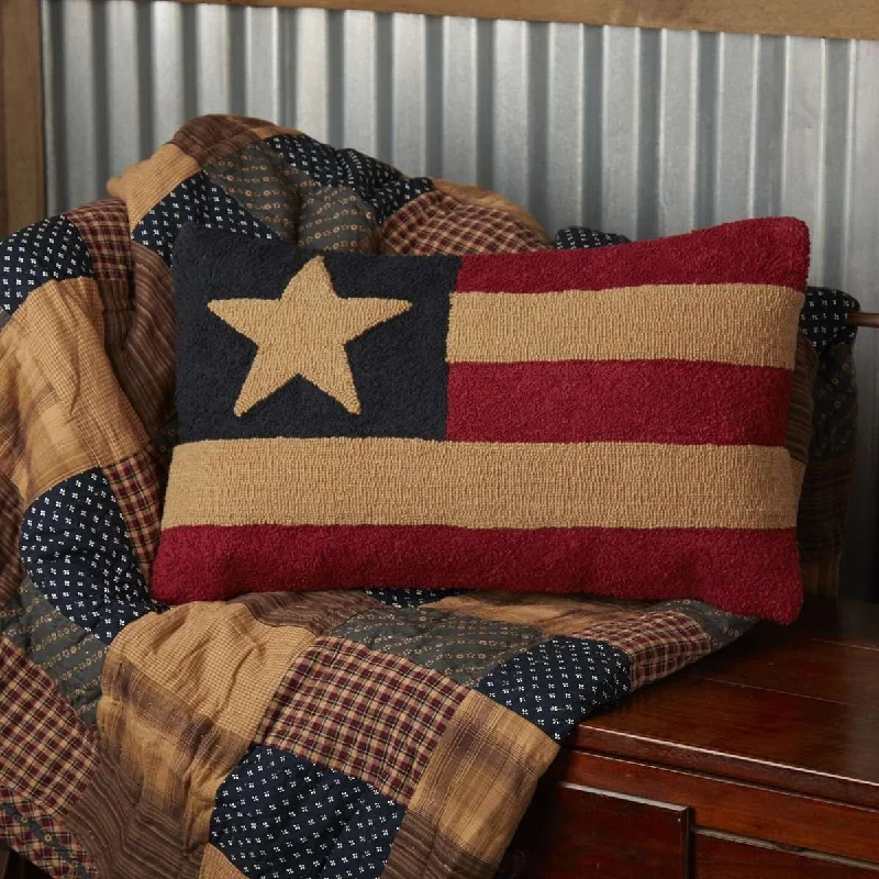 Patriotic Patch Flag Hooked Pillow 14"x22"