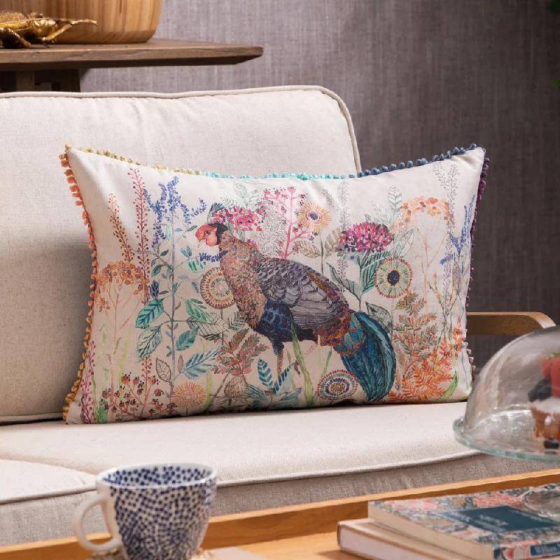 Lady Amherst Printed Feather Cushion Linen