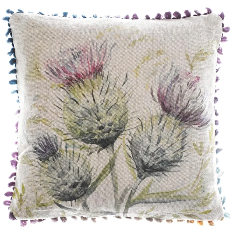 Thistle Glen Printed Feather Cushion Natural